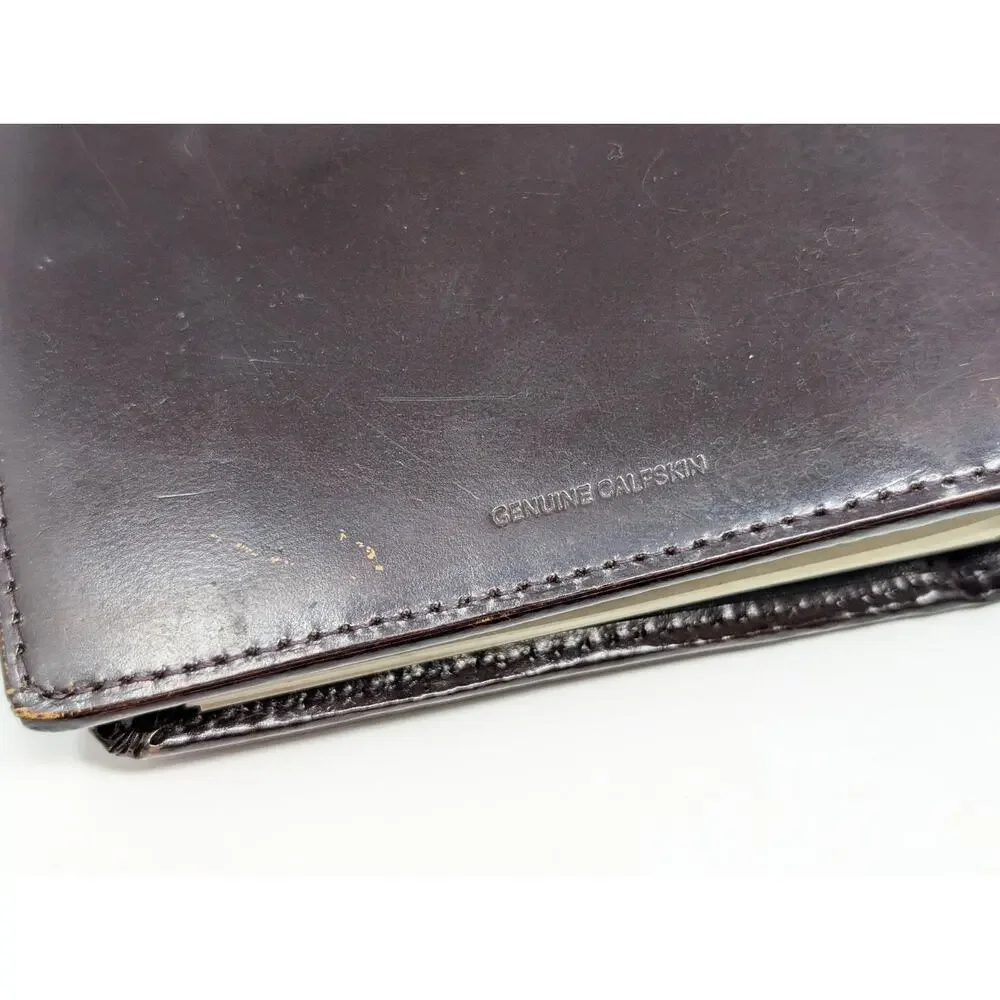 Vintage 90s Perry Ellis Planner Dark Brown Calfskin Leather Organizer